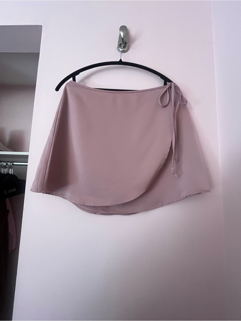 Trixxi Asymmetrical Wrap Mini Skirt in Dusty Pink